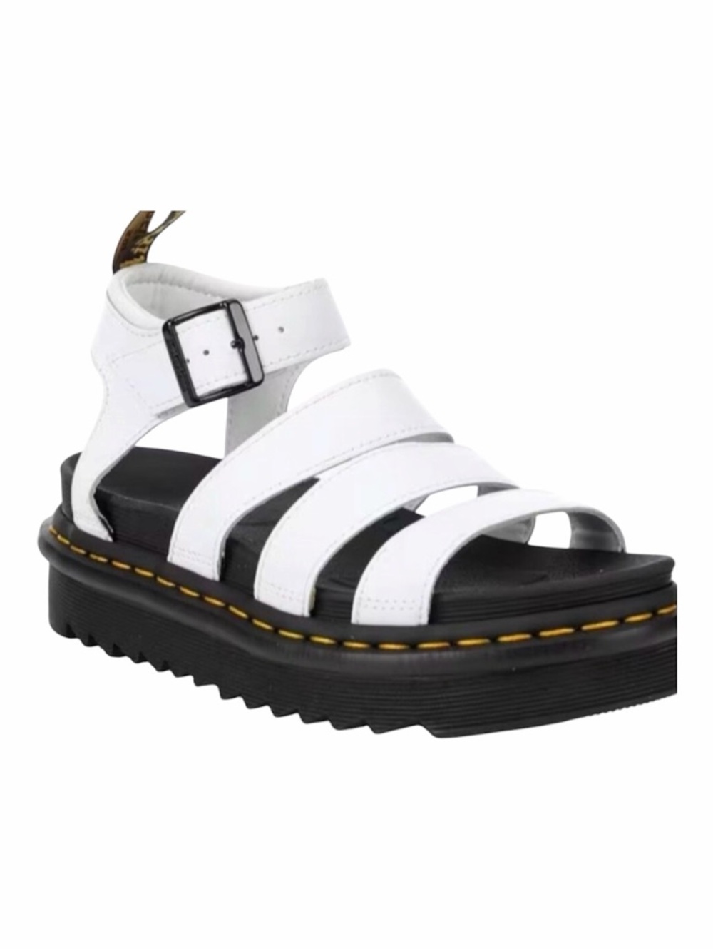 NWOB Dr. Martens White Strappy Platform Sandal with Black Sole Sz 9